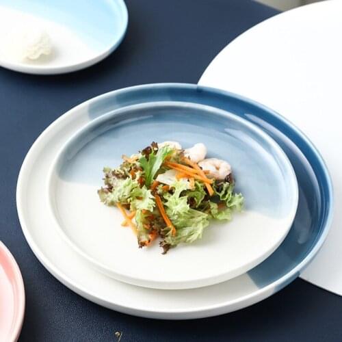 Creative gradient Nordic ceramic tableware Western plate steak plate pasta plate family hotel dinner plates