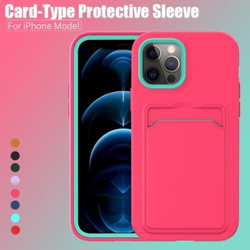 Macaron Candy Color Card Bag Cover Case For iPhone 12 11 Pro max 8 7 X Xr Xs 8 7 Plus Liquid Silicone Protect Shockproof Cases