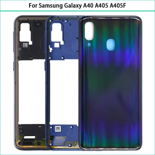 For Samsung Galaxy A40 A405 A405F A405FM A405FN Plastic Middle Frame Bezel + Battery Back Cover Rear Door Housing Case Replace