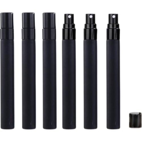 Wholesale 10ml Matte Black Mini Perfume Glass Bottle Empty Cosmetics Bottle Sample Test Tube Thin Glass Vials Refillable Bottles