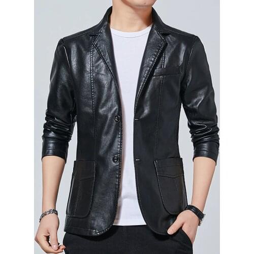 Fall/Winter Mens PU Leather Suit Jacket Popular in 2020 Korean Trend Slim Youth Popular Casual Youth