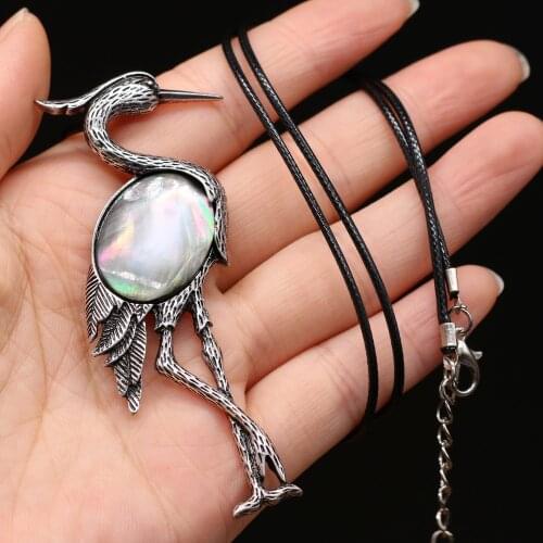 Fine Natural Stone Pendant Necklace Simple Cute Bird Charm Antique silver Metal Necklace Good Quality Women Jewelry Gift