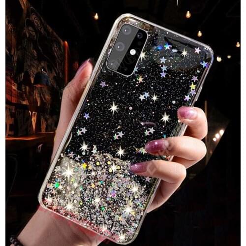 Transparent Glitter Case For Samsung Galaxy A51 A71 A50 A70 A30 A30S A20 A20S A10 A10S A80 S20 Ultra S10E S10 Plus A6 A7 A9 2018