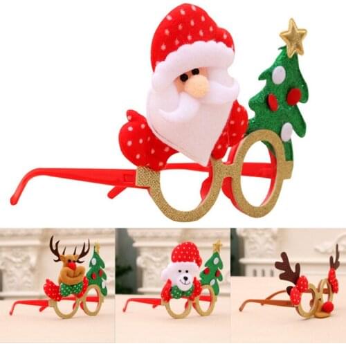 Christmas Glasses Frame Cute Kids Adult Ornaments Decor Evening Party Toy Gift Snowman/Santa Claus/antlers/elk/bear
