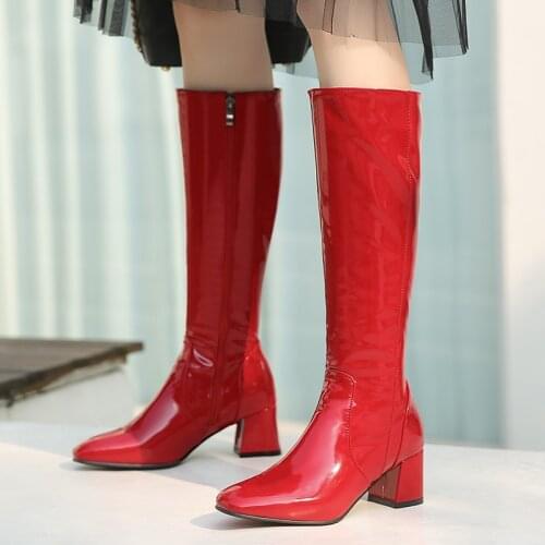 Fashion Knee High Boots Women Shoes 2021 Autumn Winter Womens High Boots Black White Red Long Shoes Ladies Large Size 45
