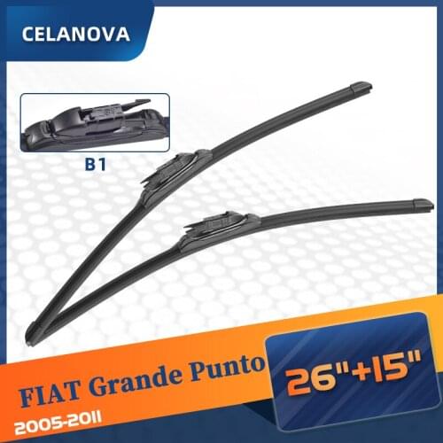 Windshield Wiper Blade For FIAT Grande Punto 2005-2011 Frameless Windscreen Rubber Wipers 26"+ 15"