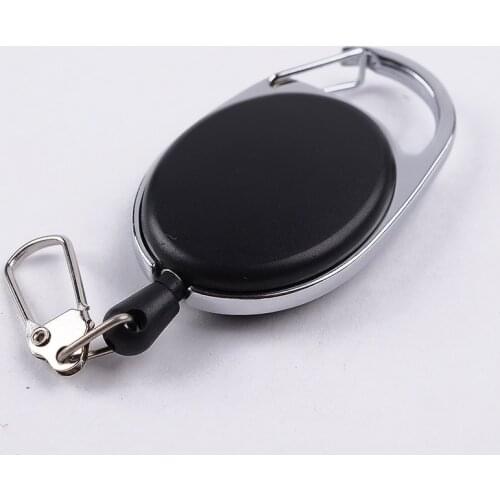 Zinc Alloy Telescopic Keychain Outdoor Portable Women Men Anti Theft Loss Elastic Buckle Black Color Key Rings