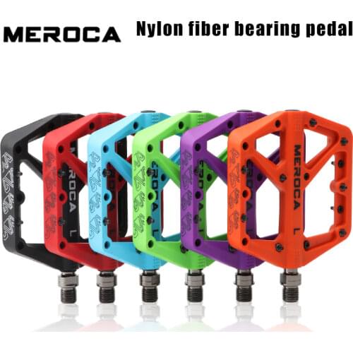 MEROCA MTB flat pedal bicycle non-slip pedal sealed bearing nylon fiber widened road bike pedal