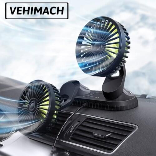 Universal 12V/24V Car Fan 3-Speed Adjustable Air Circulation Dashboard Dual Fan Summer Cooling Fan High Wind Volume Auto Cooler