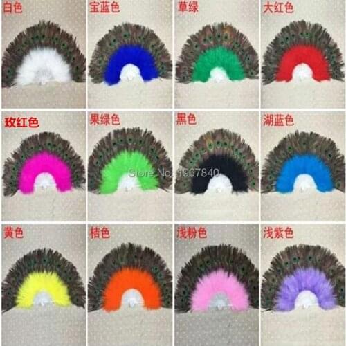 NEW 5pcs Quality Dance peacock Feather Fan for Belly Dance Halloween Party Ornament Necessary 22 Bones Fan stage performance