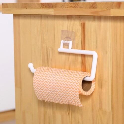 1pcs Tissue Storage Rack Plastic Paper Roll Holder Wall Mounted Adjustable Towel Hanger Kitchen Bathroom Anti-Slip Storage Rack