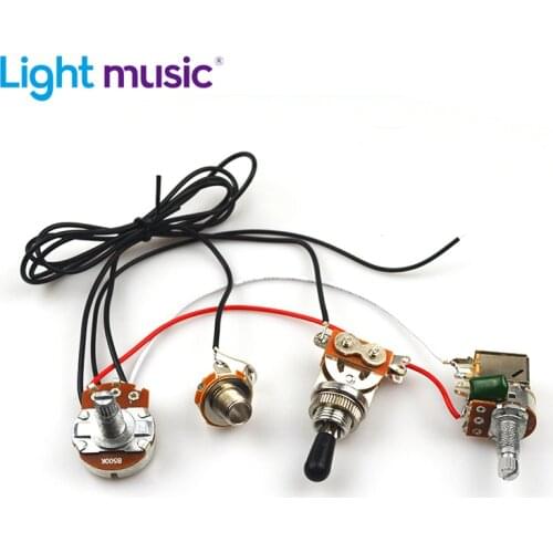Guitar Switch Wiring Harness Prewired V/T Knob B500K Big Pots A500K Push-Pull Pots 3-Way Toggle Switch for Electric Guitar