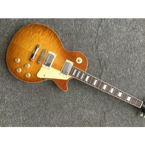 High quality electric guitar, maple flame one piece body and neck mahogany wood top quality