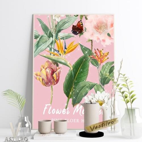 Flower Market Exhibition Poster Pink Flora House Vintage Illustration Wall Picture Plant Clipart Art Print Canvas Painting Decor