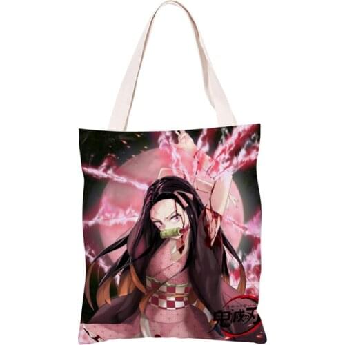 Japan Anime canvas Toilet-Bound Hanako-kun Demon Slayer pattern Double sided printing Model Canvas Shoulder Bag Handbag