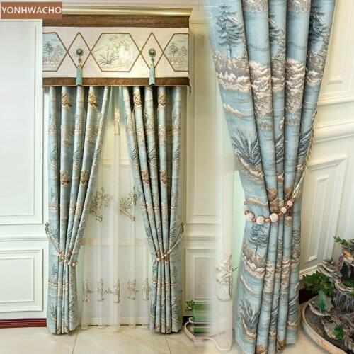 Custom curtain High-precision 3D embossed living room bedroom shading cloth blackout curtain valance tulle panel C683