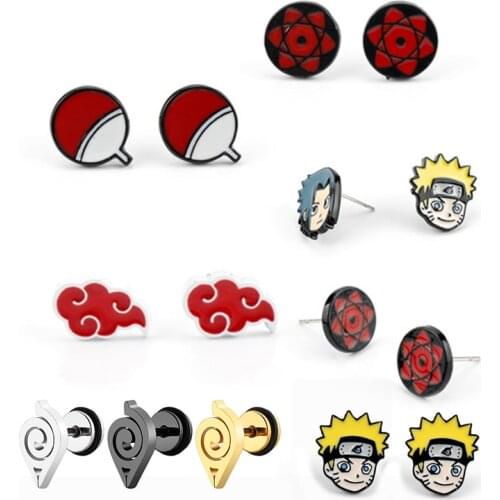 Anime naruto earrings Ear Studs Earrings for Women Girls Jewelry brinco akatsuki Enamel Earring Female cartoon dropshipping
