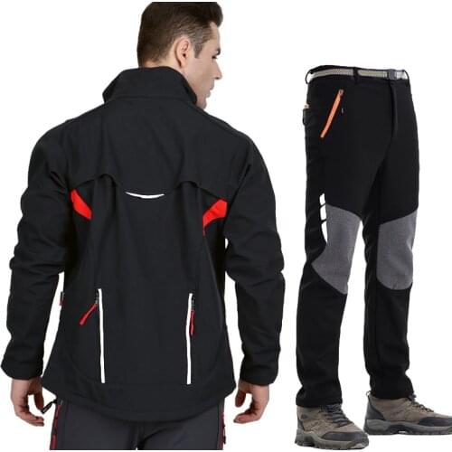 Winter Warm Up Thermal Fleece Cycling Jacket and Pants Bicycle MTB Road Bike Clothing Windproof Waterproof Trekking Hiking Pants