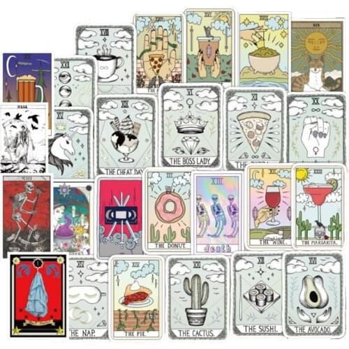 10/30/50PCS Tarot Card Divination Trolley Box Boy Children Cute Waterproof Guitar Skateboard Graffiti Toy Car Sticker Wholesale