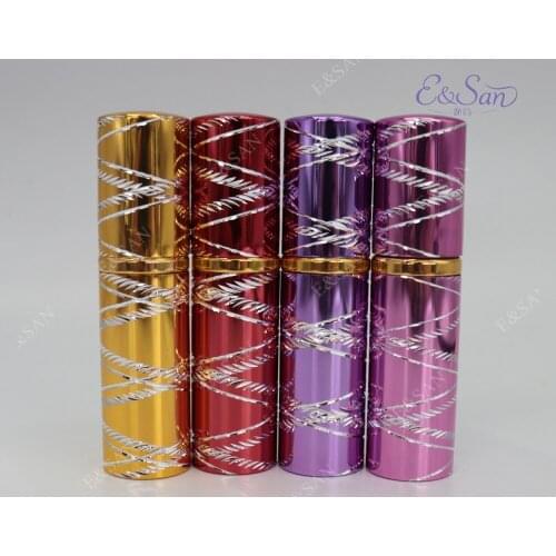 108PCS/LOT Wholesale L17-10ML AluminumPipe Cross Line Perfume Bottle Glass Spray Bottle Lipstick Tube Atomizer