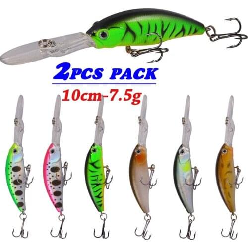 2PCS Minnow Fishing Lures Bass Cank Bait Artificial Hard Fish Lures Fishing Tackle Saltwater Freshwater 7.5g-10cm
