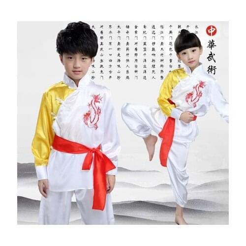 2018 New Children Wushu Performance Practice Cosutume Taichi Chinese Traditional Suit for Boys Girls Top Quality Free Shipping