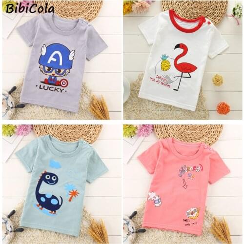 2021 Summer Cotton Baby Tees Kids Girl Tops Short Sleeve Tops Boys T-shirts Bebes Ninas O-Neck Birthday Boys Clothes（Two Pieces