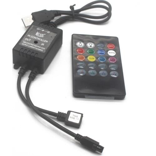5V Music IR Controller 20 Keys 6A 3*2A Black Voice Sound Sensor Remote Practical Home Party For usb 5050 3528 RGB 5V LED Strip