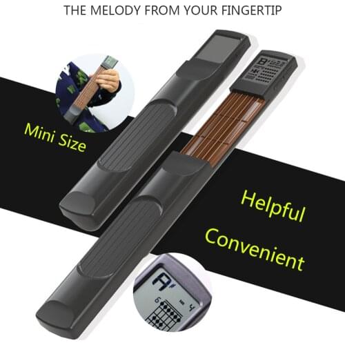 6-String Pocket Guitar Chord Trainer Folk Guitar Practice Tool Gadget 6 Frets & Rotatable Chords Chart Screen for Beginners