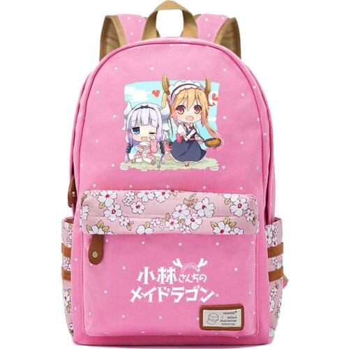Anime Miss Kobayashis Dragon Maid Prints Boy Girl Kids Bookbag Women Flower Laptop Travel Backpack Canvas Men Bagpack Schoolbag