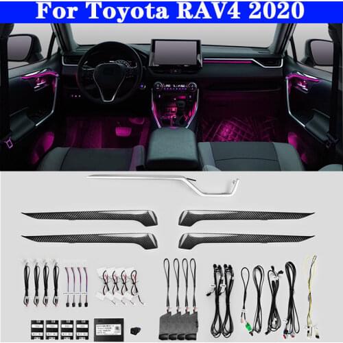 Auto For Toyota RAV4 2020 Button And App Control 64 colors Set Decorative Ambient Light LED Atmosphere Lamp illuminated Strip