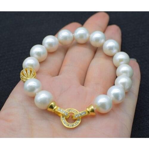 Freshwater pearl AA bracelet white round 11-12mm 8inch nature FPPj wholesale beads good quality