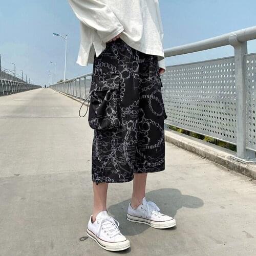 Summer 2021 Pants Men Casual Calf-Length Pants Man Hip Hop Loose Mens Pant
