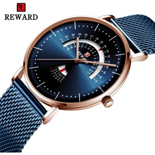 Men’s Watches REWARD Top Luxury Brand Watch Men Stainless Steel Waterproof Quartz Wristwatch Date Analog Watch Relogio Masculino