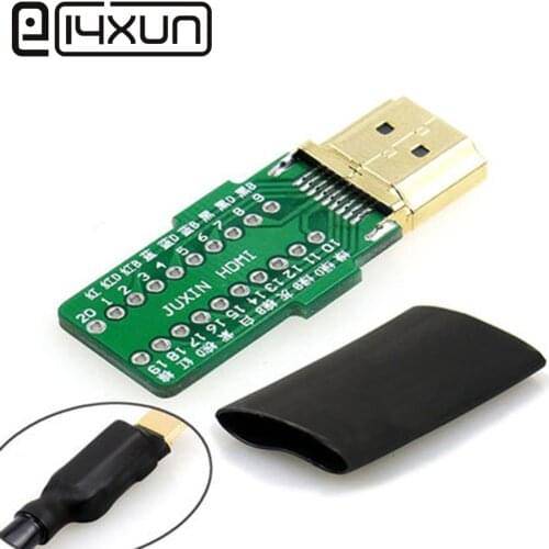 EClyxun 1pcs DIY Standard HDMI Welding Male Jack Plug 19 Pin HD Cable Connector 19+1 Gold-plated Plug with Heat shrinkable tube