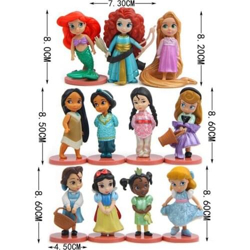 Disney 20pcs/set Princess Action Figures Toys Rapunzel Snow Cinderella White Snow Fairy Rapunzel Doll Decoration Children Gift