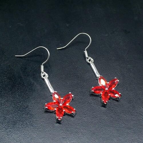 Gemstonefactory Big Promotion 925 Silver Fantasy Shiny Red Garnet Women Ladies Jewelry Gifts Dangle Drop Earrings 20212032