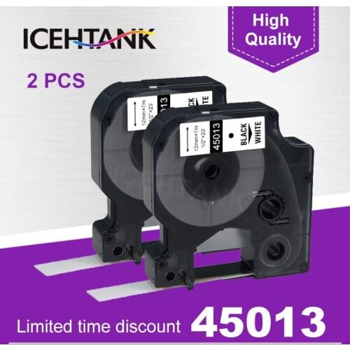 ICHTANK 2PCS 12mm Compatible for Dymo D1 Label Printer Ribbon Tape 45013 45018 for DYMO Label Maker LabelManager 160 280 260P