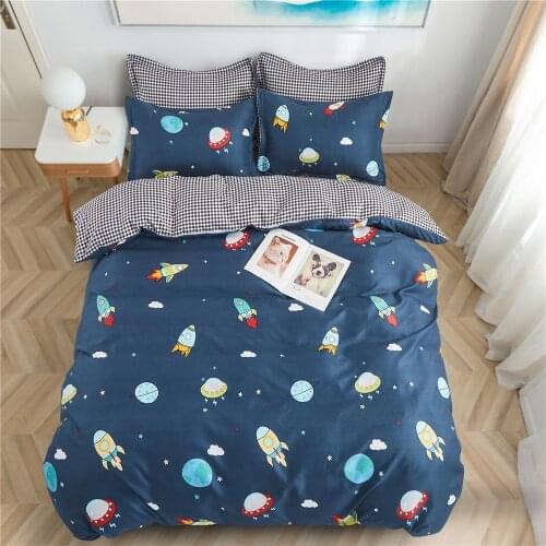 Space rocket Pattern Bedding Set For Bedroom Cartoon Planet Comfortable Duvet Cover With Pillowcase 2/3pc Children Quilt Cover