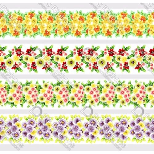 16-75MM Cartoon Flower Printed Grosgrain&Satin Ribbon DIY Handmade Materials Christmas Wedding Gift Wrap Tape 50yards