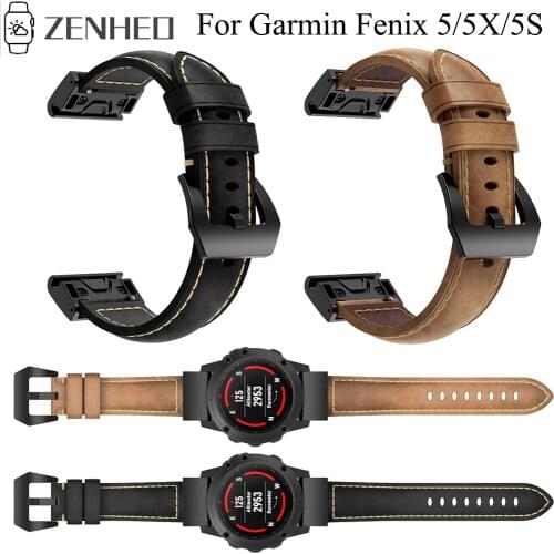20mm 22mm 26mm Leather Strap for Garmin Fenix 3/3 HR Watchband For Garmin Fenix 5X 5 5S Plus Watch Band