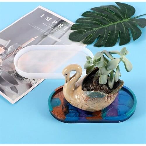 Round Coaster Mold Oval Tea Coaster Tray Storage Making Silicone Mold Diy Crystal Epoxy Resin Round Coaster Mold