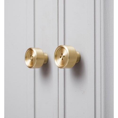 Furniture Brass Handle Nordic simple creative designer gold pure copper drawer cupboard round handle