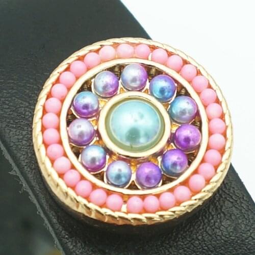 Fashion beauty Round Pink beads Circles 20MM metal snap buttons fit DIY 18mm snap jewelry wholesale KZ3303