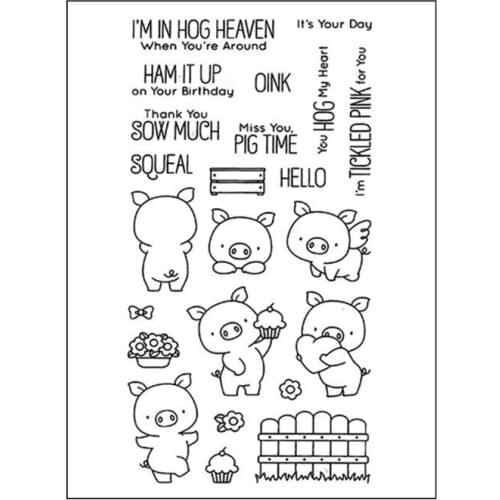 Birthday Pig DIY Silicone Clear Stamp Cling Seal Scrapbook Embossing Album Decor