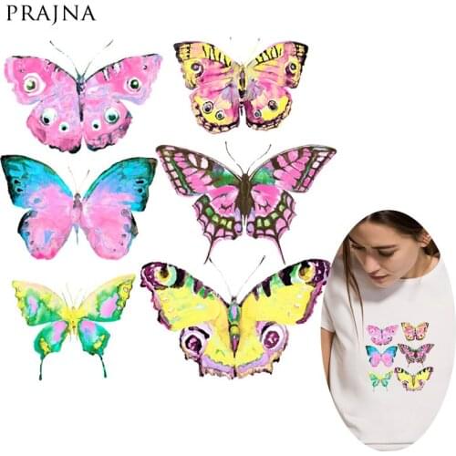 DIY Butterfly Stickers Iron On Transfer For Clothing Heat Transfers Iron Print For Clothing Sticker Patches Stripes On Clothes