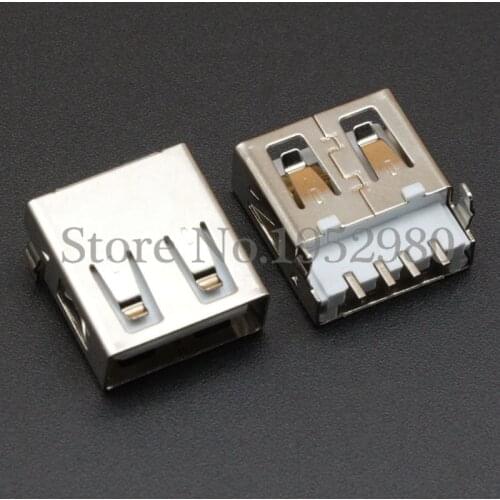 New 10PCS USB 2.0 Connector Female Socket AF 180 Degree DIP USB Port Bent Pin for Data Transmission Low Price