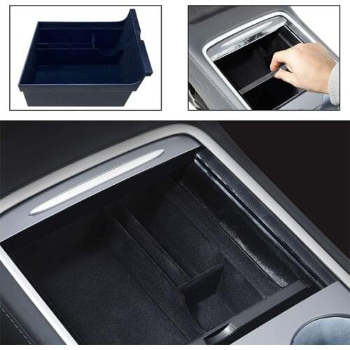 New Car Central Armrest Storage Box for Tesla Model 3 Model Y 2021 Center Console Flocking Organizer Holder Tray ABS Accessories