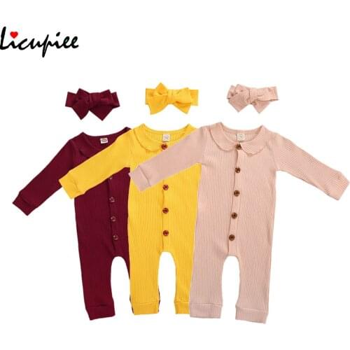 Newborn Solid Romper Infant Baby Girl Knitted Jumpsuit Soft Long Sleeve Romper Autumn Spring Baby Girl Clothes 0-24 Months