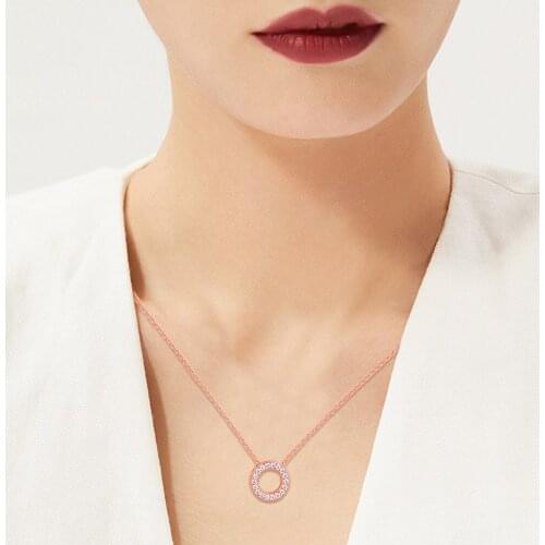 Pave Circle Collier Rose Gold Necklace 925 Sterling Silver Jewelry Necklaces for Women Gift 2020 New RN019